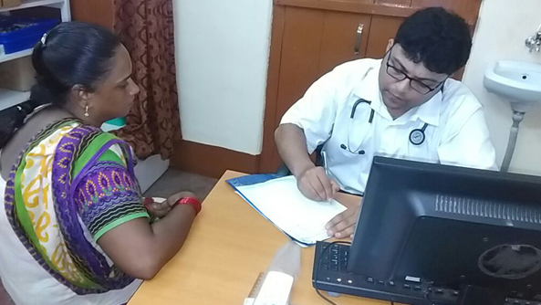 Doctor examining patient